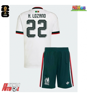 México Hirving Lozano #22 Segunda Equipación Niños Mundial 2026 Manga Corta (+ Pantalones cortos)